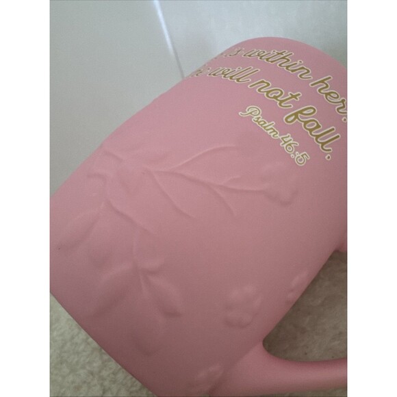 Pink Religious Coffee Mug Psalm 46:5 “God Is Within Her She Will Not Fall” - Picture 12 of 12